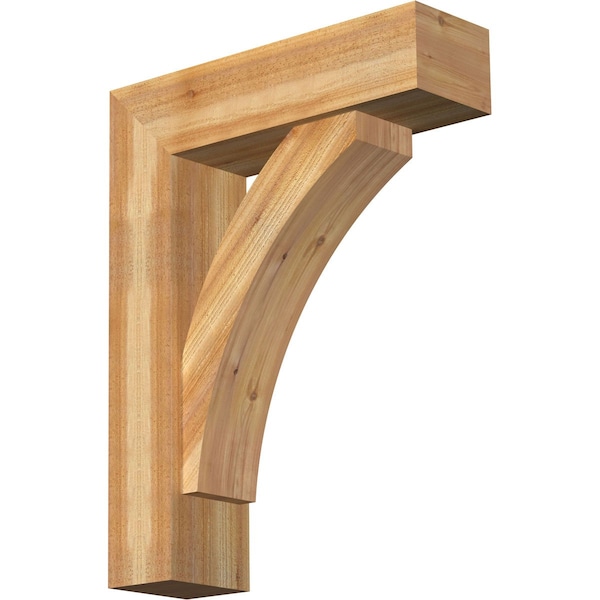 Ekena Millwork Thorton Block Rough Sawn Bracket w/ Offset Brace, Western Red Cedar, 8"W x 28"D x 36"H BKT0806X28X36THR05RWR - main